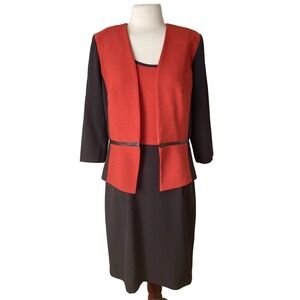 Studio One Dress Set Orange Black Size 12 Dress Jacket